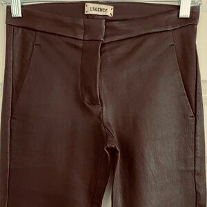 L'AGENCE BURGUNDY LAMB LEATHER STRAIGHT PANTS - SIZE 2- NEVER USED